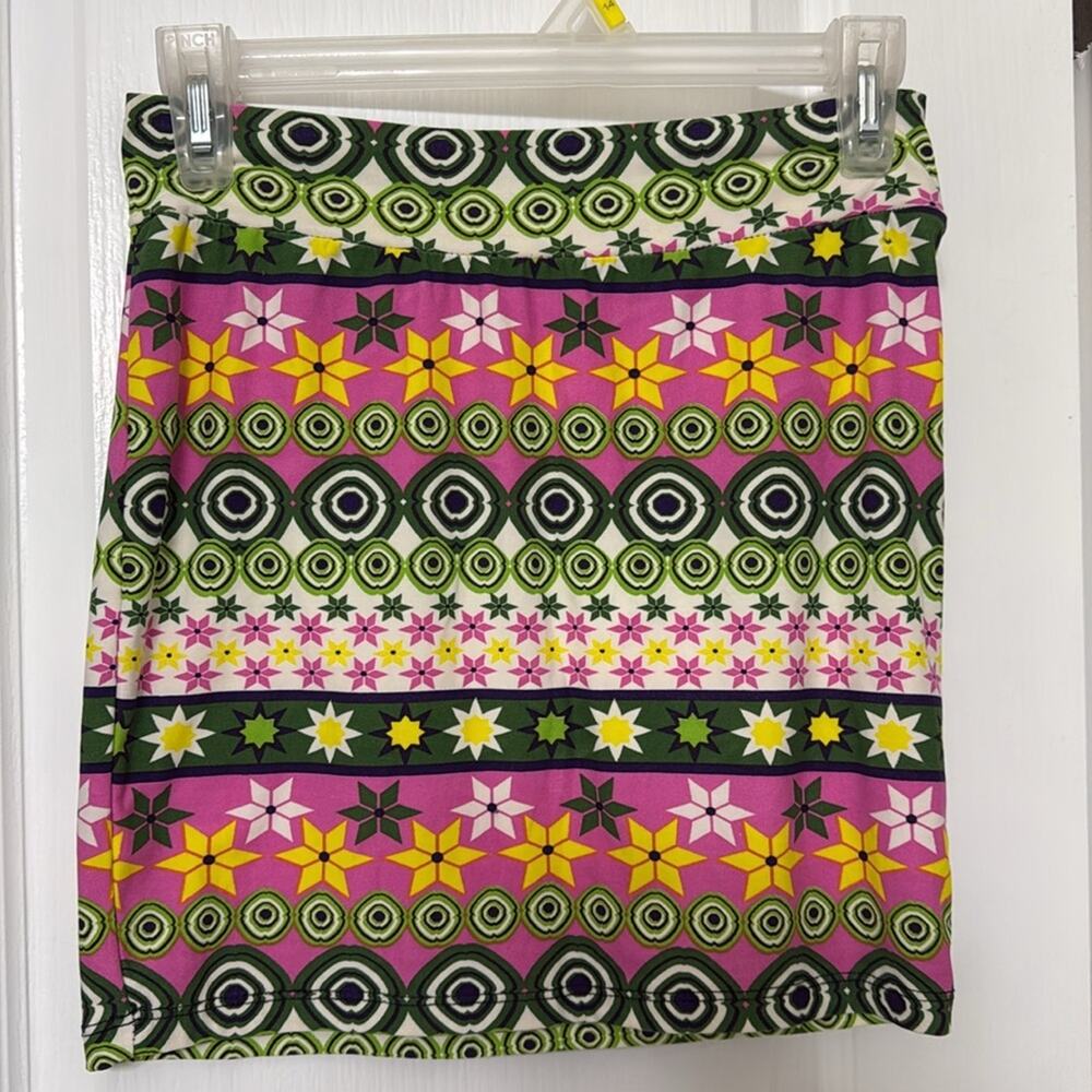 Always green floral pink mini skirt size S